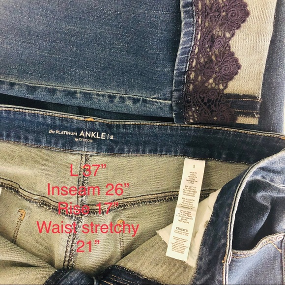 Chico’s Platinum Ankle laced cuffed blue Capri boot women Jeans - Picture 8 of 8